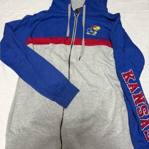 Colosseum Kansas Jayhawks Blue Gray Red Zip Hoodie Jacket